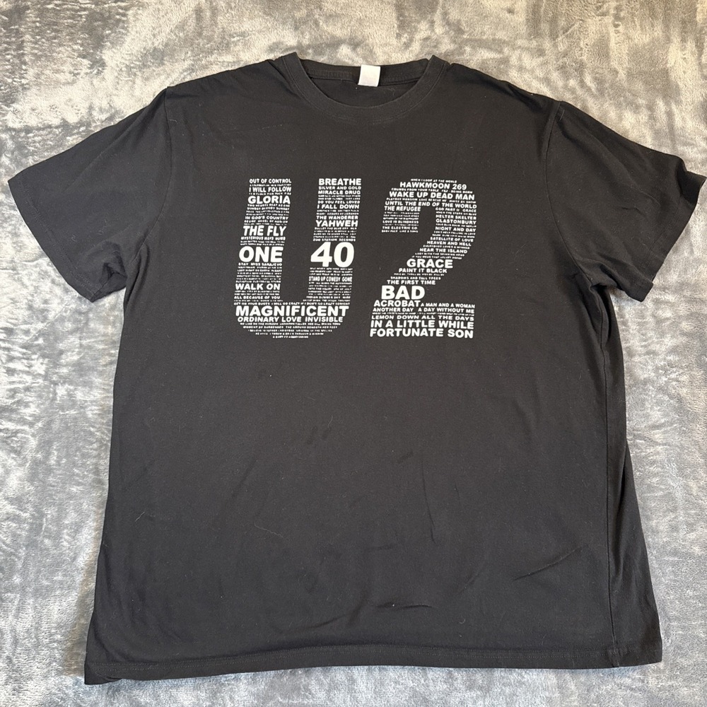 U2 Band T Shirt Black Cotton Graphic Tee Music Band Tee